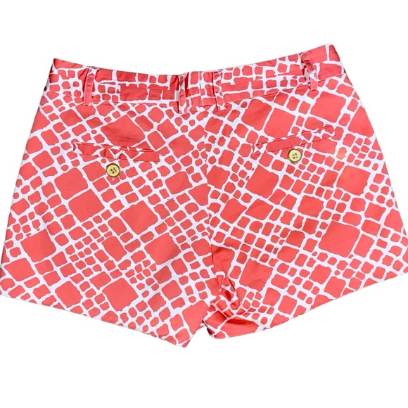 ANNIE GRIFFIN  Sz 2 Geometric Diamond Print Luxury Designer Pocket Shorts - Picture 2 of 4